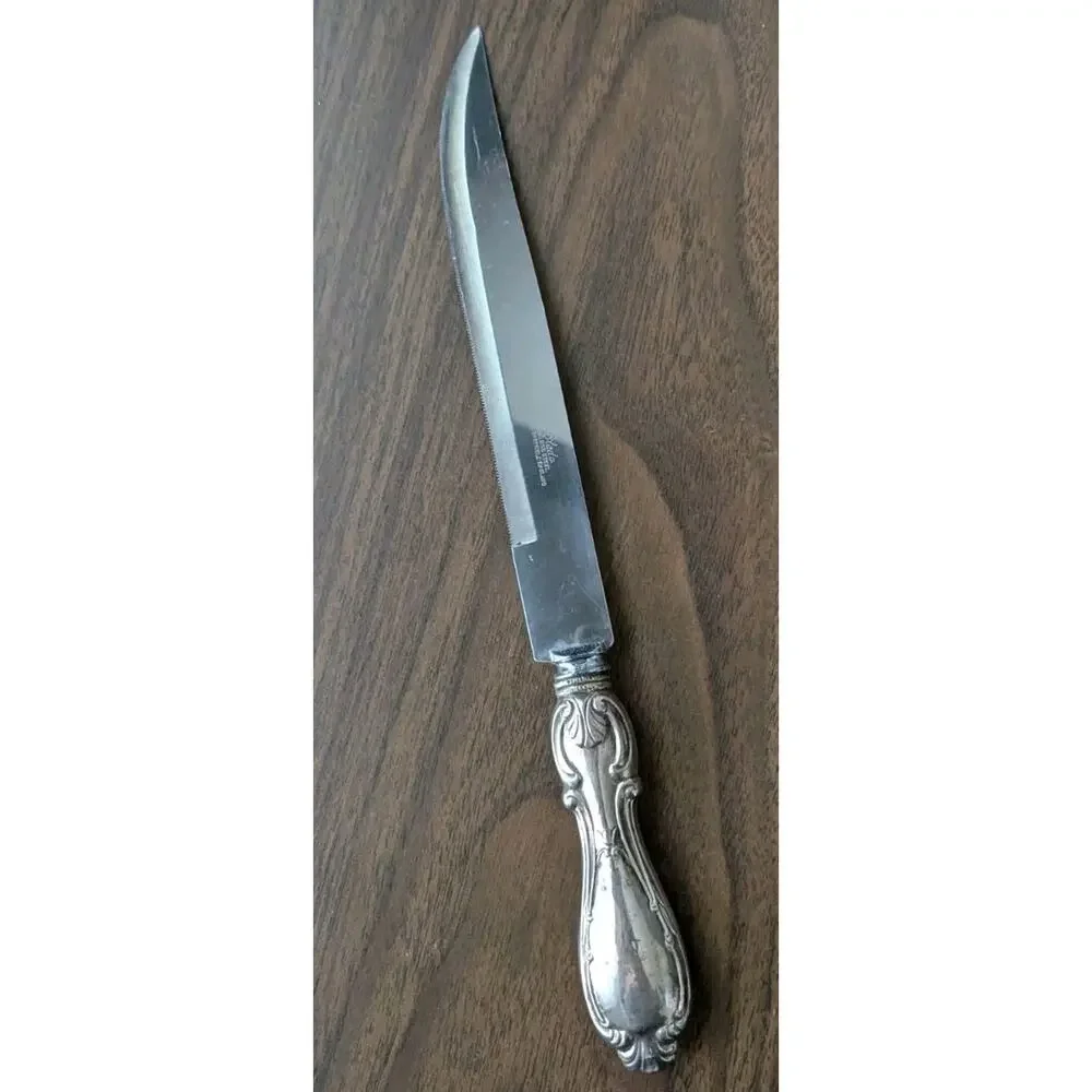 Sheffield French Provincial Sterling Silver Weighted Meat Carving Set Knife Fork